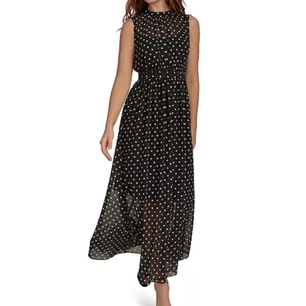 Tommy Hilfiger Black and White Polka Dot Maxi Dress